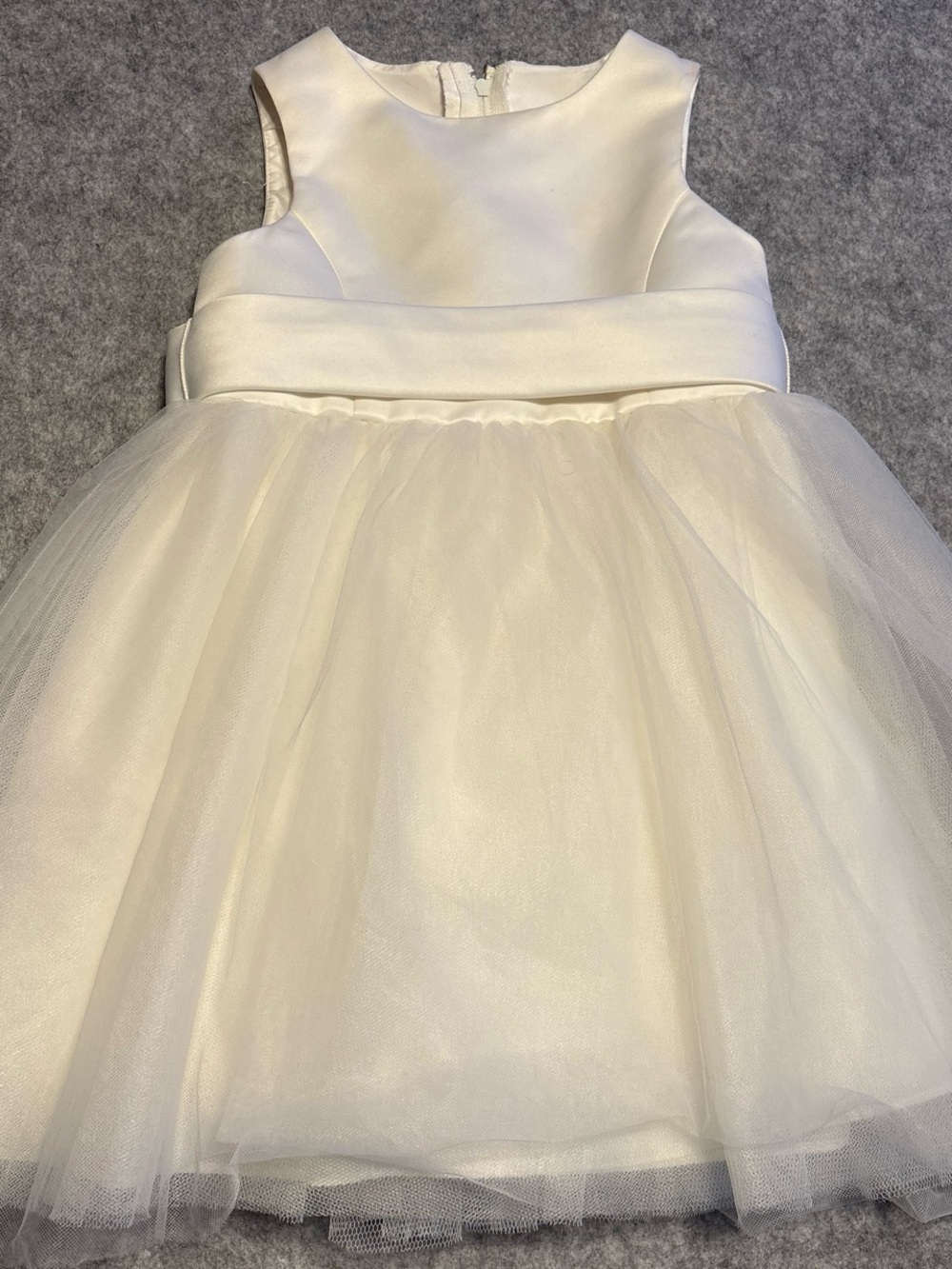 David's Bridal Ivory Satin & Tulle Flower Girl Dress